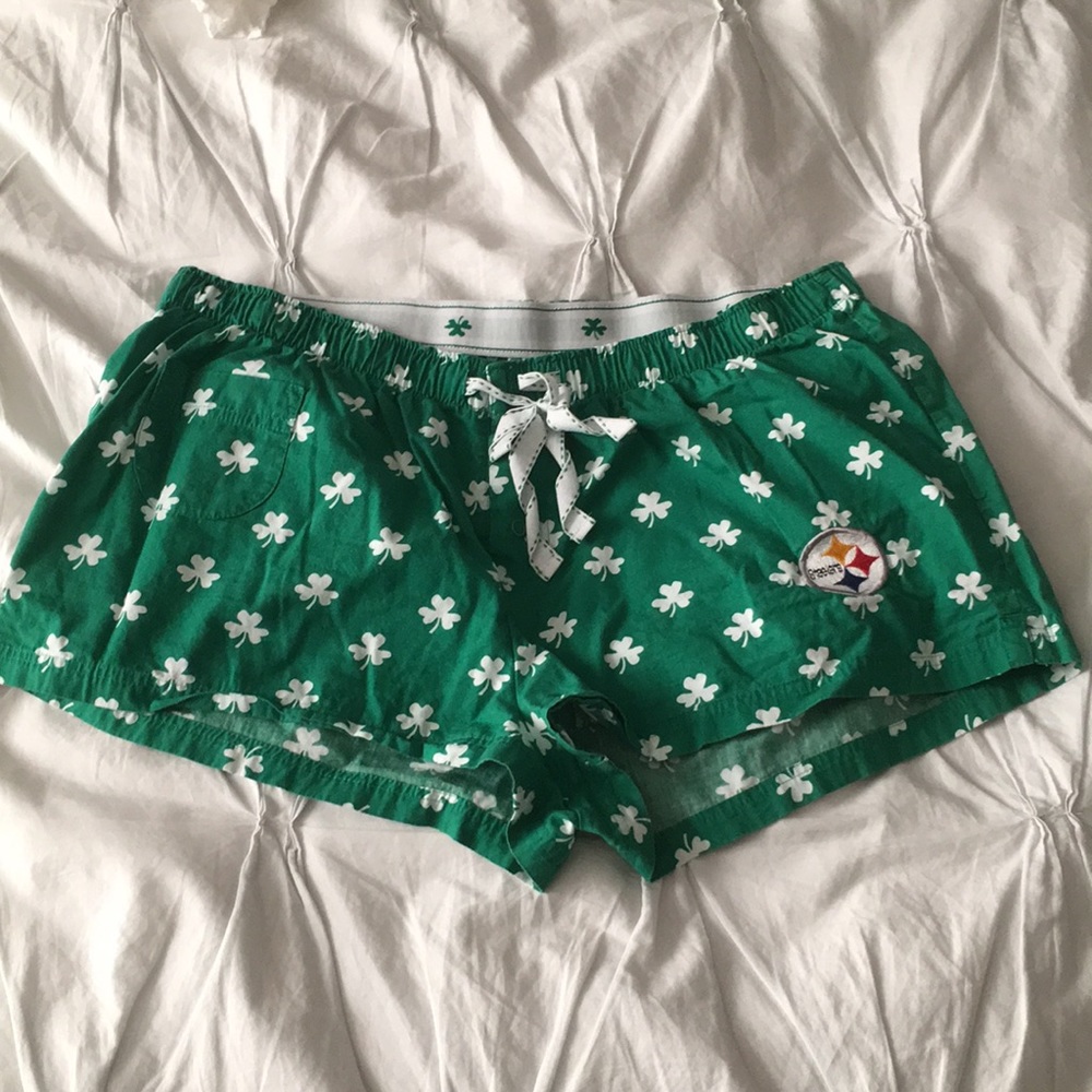 Steelers shamrock pajama shorts!